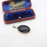 Sterling Silver Onyx Drop Charm Pendant Vintage c1970