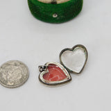Sterling Silver Floral Pattern Heart Locket Charm Pendant Vintage c1970