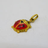 18ct Yellow Gold & Enamel Ladybird Bug Charm Pendant Vintage c1970s