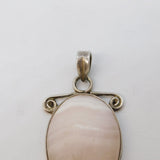 Sterling Silver Mounted Lace Agate Drop Pendant Vintage c1970