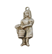 Sterling Silver Dairy Maid Charm Pendant Vintage c1970