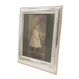 Sterling Silver Mounted Teddy Bear Pattern Portrait Picture Frame Vintage