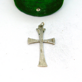 Sterling Silver Textured Patterned Cross Charm Pendant Vintage c1970