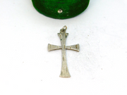 Sterling Silver Textured Patterned Cross Charm Pendant Vintage c1970