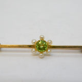 Edwardian 9ct Gold, Periodt & Seed Pearl Floral Suffragette Brooch Antique c1910