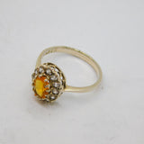 Sterling Silver Faceted Citrine & White Topaz Cluster Ring Vintage c1970 Size M