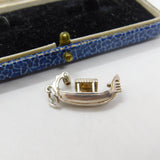 Sterling Silver Oriental Narrowboat with Lantern Charm Pendant Vintage c1970