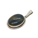 Sterling Silver Mounted Cabochon Tiger's Eye Drop Pendant Vintage