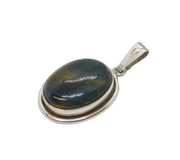 Sterling Silver Mounted Cabochon Tiger's Eye Drop Pendant Vintage