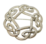 Sterling Silver Celtic Knot Pattern Brooch Pin Vintage c1970