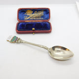 Sterling Silver & Enamel Picture Bowl Belfast Crest Spoon 1931 Birmingham