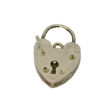 Sterling Silver Heart Lock Clasp Charm Pendant Vintage c1970