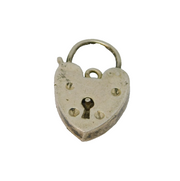 Sterling Silver Heart Lock Clasp Charm Pendant Vintage c1970