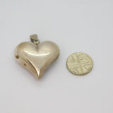 Sterling Silver Large Puff Heart Studio Charm Pendant Contemporary c1990s