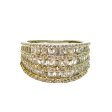 Sterling Silver Three Tier CZ Art Deco Style Dress Ring Modern c1990 Size O 1/2
