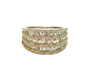 Sterling Silver Three Tier CZ Art Deco Style Dress Ring Modern c1990 Size O 1/2