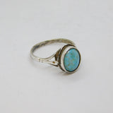 Sterling Silver Oval Cabochon Turquoise Dress Ring Vintage 1977 Size N 1/2