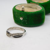 Sterling Silver Black Enamel Twist Band Ring Vintage c1970 Size L