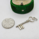 Sterling Silver 18th Birthday Key Charm Pendant Vintage c1970