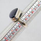 Sterling Silver Blue Goldstone Chunky Studio Style Ring Vintage c1970 Size P