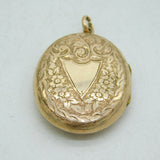 Victorian Gold Plated Floral Pattern Sweetheart Locket Antique c1880s