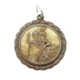 Sterling Silver Yellow Enamel St Christopher Charm Pendant Vintage c1970s