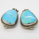 Roie Jaque Navajo Handmade Sterling Silver Turquoise Clip-On Earrings Vintage