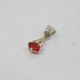 Sterling Silver Red Spinel & Diamond Delicate Drop Pendant Modern c1990s