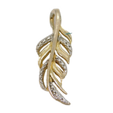 Sterling Silver Gilt Fern Leaf/Feather Single Diamond Set Pendant Vintage c1970