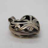 Sterling Silver Large Puffy Heart Drop Pendant Vintage 2000 London
