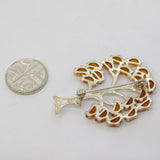 Sterling Silver & Baltic Amber Tree of Life Brooch Pin Vintage c1970s