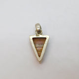 Sterling Silver Pink Banded Natural Stone Drop Charm Pendant Vintage c1970