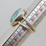 Sterling Silver Chunky Turquoise Cabochon Studio Style Ring Vintage c1970 Size P