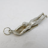 Sterling Silver Bodyboarder Charm Pendant Vintage c1970