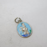 Sterling Silver Enamel St Christopher Charm Pendant Vintage c1970