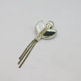 Sterling Silver Black & White Enamel Diamond Set Pendant Vintage c1990