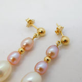 Pair of 9ct Yellow Gold Akoya Pearl Drop Stud Earrings Vintage c2000s