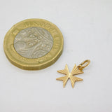9ct Yellow Gold Maltese Cross Charm Pendant Vintage c1970s