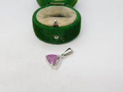 Sterling Silver Pink Topaz Drop Charm Pendant Vintage c1970