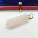 Sterling Silver Rose Quartz Icicle Charm Pendant Vintage c1970