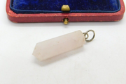 Sterling Silver Rose Quartz Icicle Charm Pendant Vintage c1970