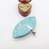 Large Sterling Silver, Topaz & Azure Howlite Drop Pendant Vintage c1980