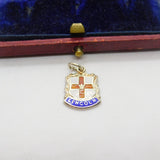 Sterling Silver and Enamel Lincoln Travel Shield Charm Pendant Vintage c1970