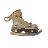Sterling Silver Patterned Ice Skating Boot Charm Pendant Vintage c1970