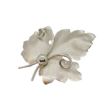 Sterling Silver Charles Reis Brushed Maple Leaf Form Brooch Pin Vintage c1950
