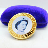 Gold Plated Enamel Elizabeth II Diamond Jubilee Commemorative Coin 2012