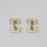 Pair Of 9ct Gold On Sterling Silver Patterned Double Cufflinks Vintage c1970