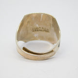 Sterling Silver Mythical Scene Niello Adjustable Ring Antique c1930 Size M 1/2
