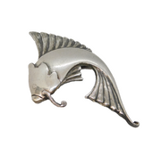 .900 Grade Silver Large Flying Fish Brooch Pin Vintage c1970s
