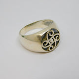 Sterling Silver Patterned Intaglio Signet Dress Ring Vintage c1970 Size T